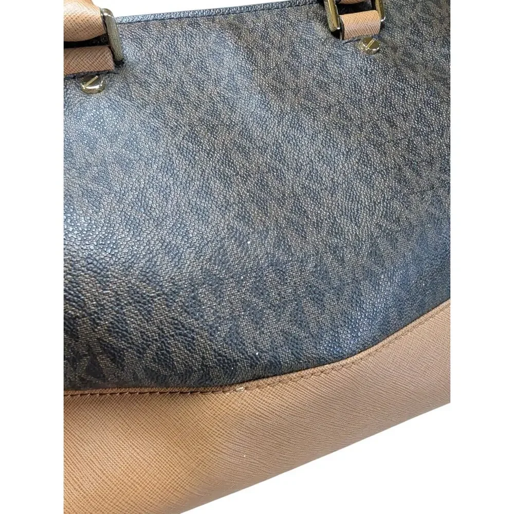 Michael Kors Signature Savannah Large Satchel Brown Acorn Gold Womens Handbag